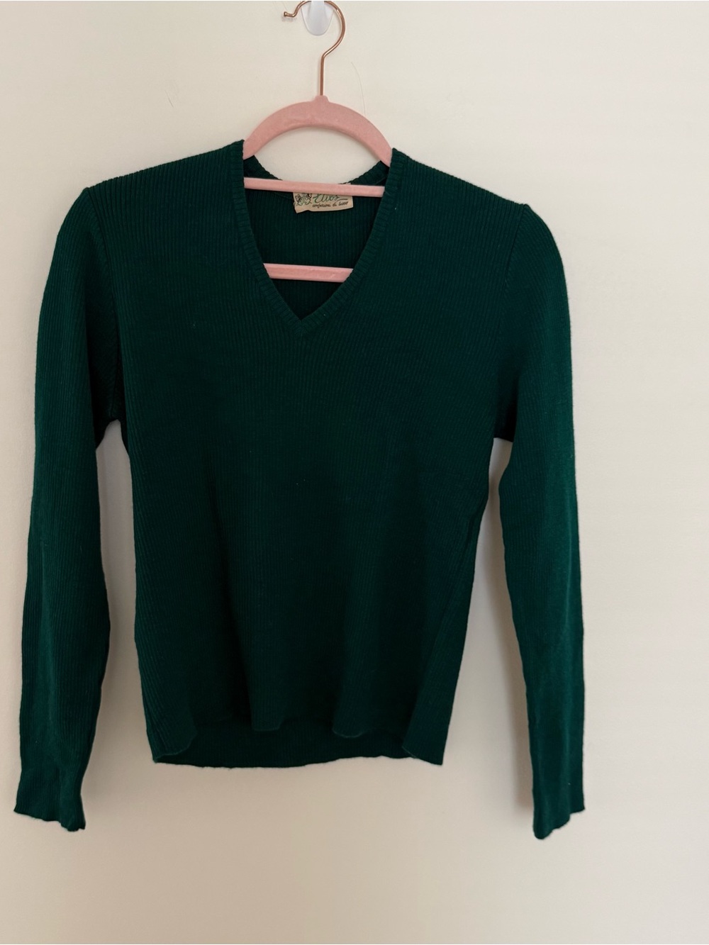 Forest Green V-Neck Ribbed Sweater